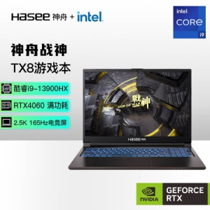 神舟（HASEE）战神TX8R9 13代酷睿i9 16英寸游戏本笔记本电脑(i9-13900HX RTX4060 1T 165Hz 2.5K)畅玩黑神话